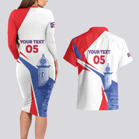 Puerto Rico Baseball Custom Couples Matching Long Sleeve Bodycon Dress and Hawaiian Shirt El Morro Sporty Style