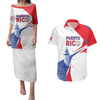 Puerto Rico Baseball Custom Couples Matching Puletasi and Hawaiian Shirt El Morro Sporty Style