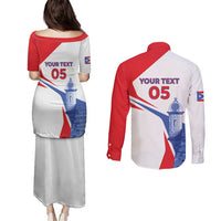 Puerto Rico Baseball Custom Couples Matching Puletasi and Long Sleeve Button Shirt El Morro Sporty Style