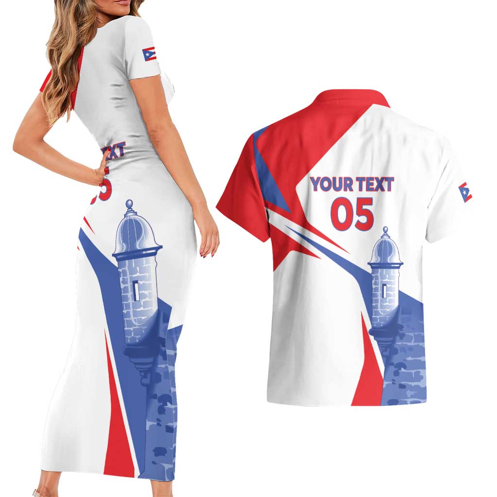 Puerto Rico Baseball Custom Couples Matching Short Sleeve Bodycon Dress and Hawaiian Shirt El Morro Sporty Style