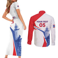 Puerto Rico Baseball Custom Couples Matching Short Sleeve Bodycon Dress and Long Sleeve Button Shirt El Morro Sporty Style