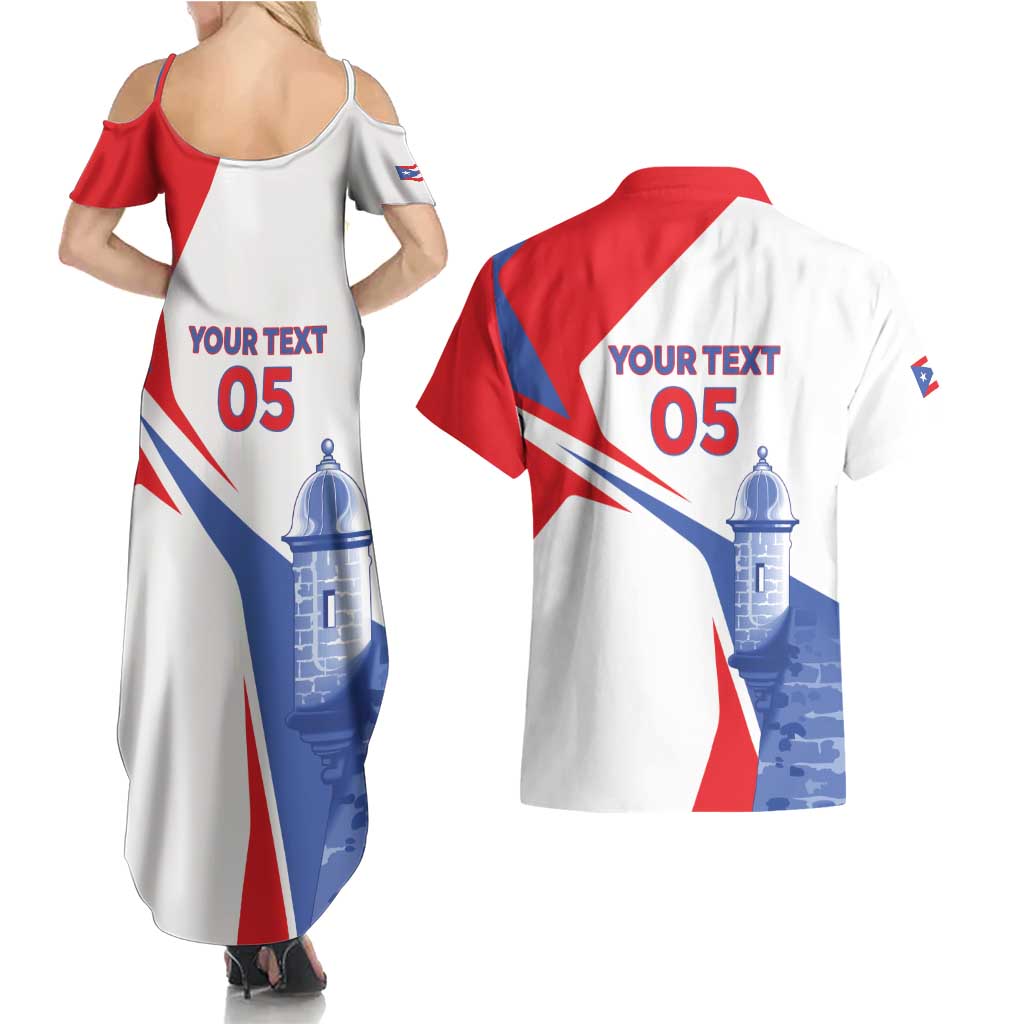 Puerto Rico Baseball Custom Couples Matching Summer Maxi Dress and Hawaiian Shirt El Morro Sporty Style