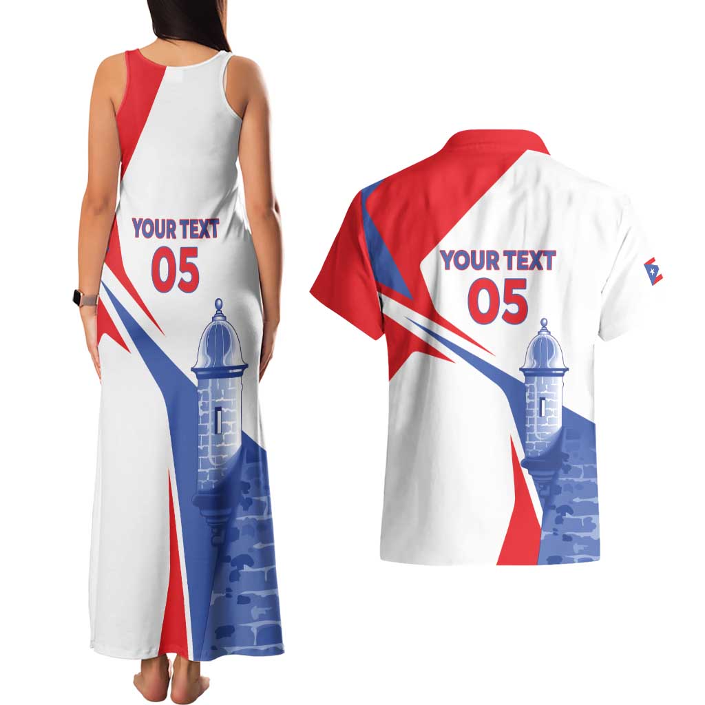 Puerto Rico Baseball Custom Couples Matching Tank Maxi Dress and Hawaiian Shirt El Morro Sporty Style
