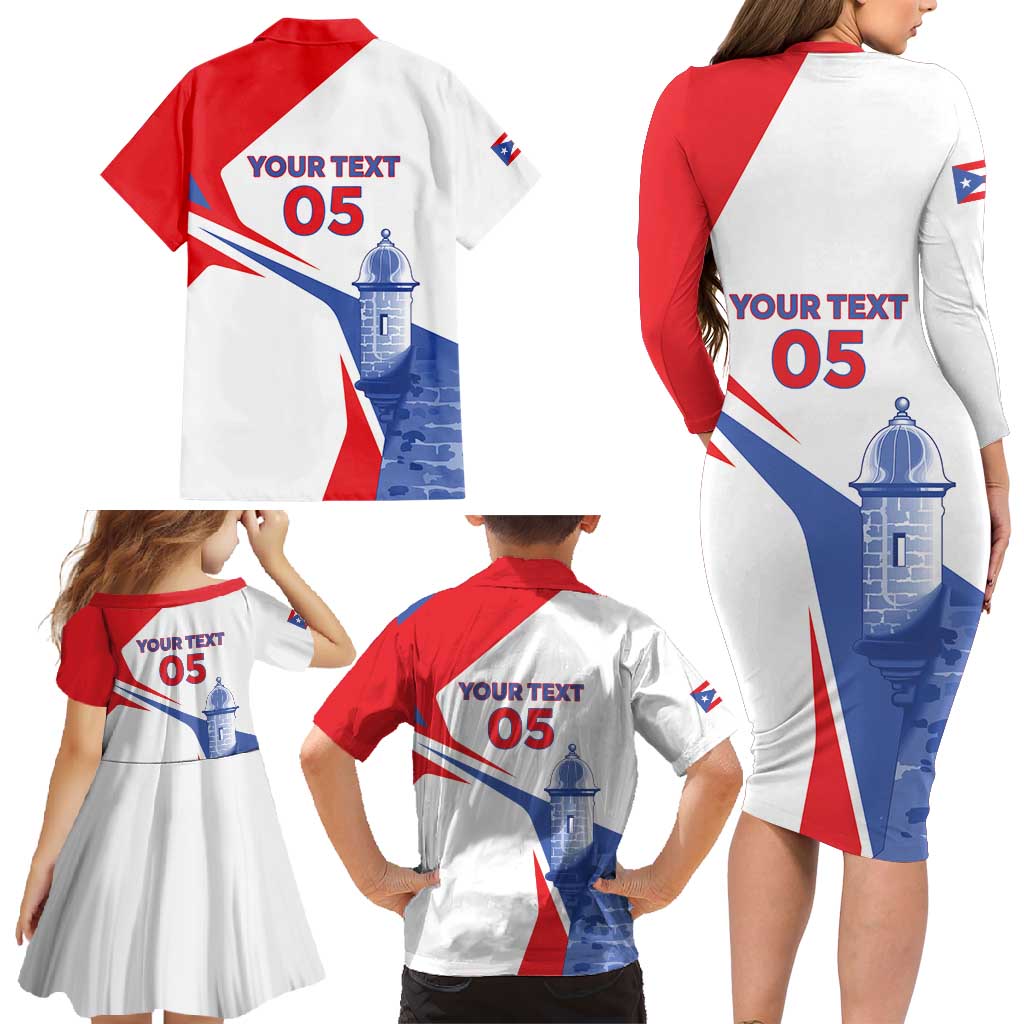 Puerto Rico Baseball Custom Family Matching Long Sleeve Bodycon Dress and Hawaiian Shirt El Morro Sporty Style