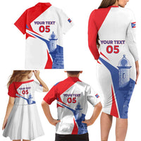 Puerto Rico Baseball Custom Family Matching Long Sleeve Bodycon Dress and Hawaiian Shirt El Morro Sporty Style