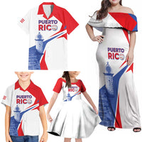 Puerto Rico Baseball Custom Family Matching Off Shoulder Maxi Dress and Hawaiian Shirt El Morro Sporty Style
