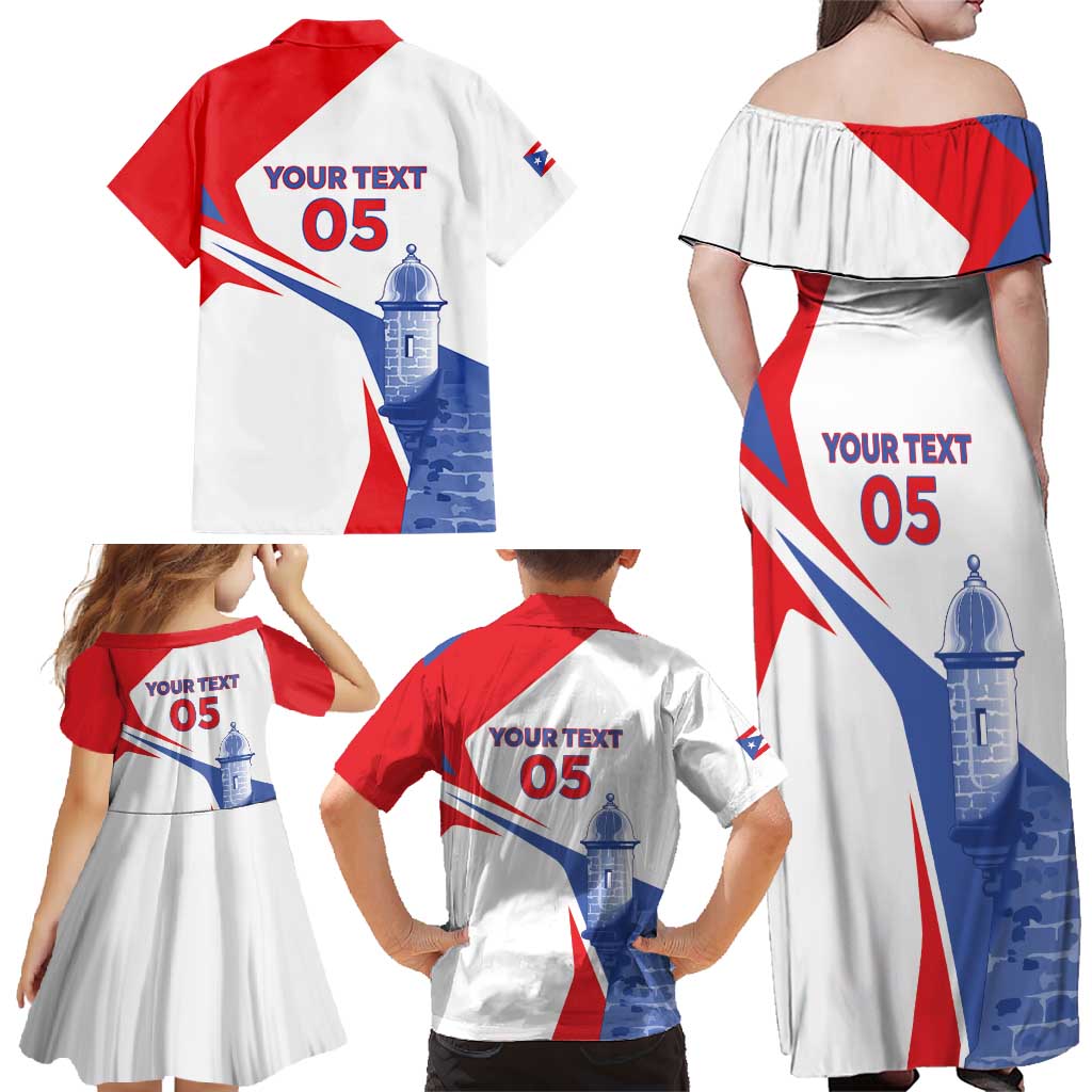 Puerto Rico Baseball Custom Family Matching Off Shoulder Maxi Dress and Hawaiian Shirt El Morro Sporty Style