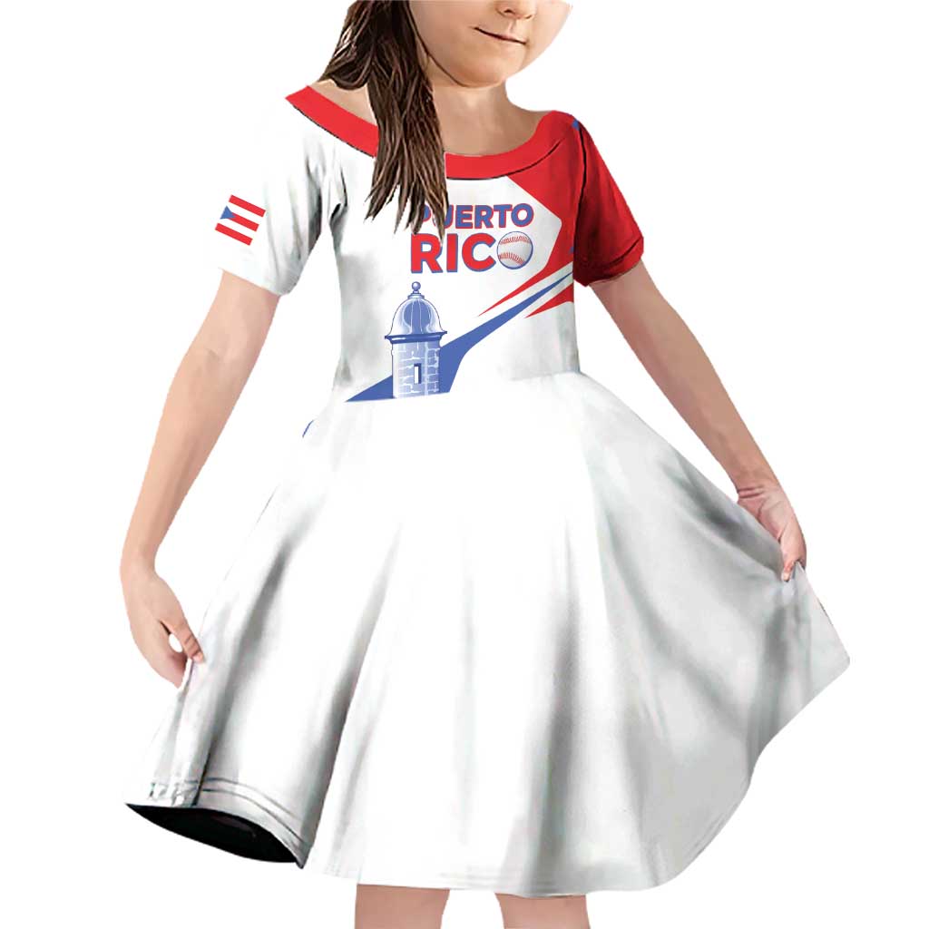 Puerto Rico Baseball Custom Family Matching Off Shoulder Short Dress and Hawaiian Shirt El Morro Sporty Style