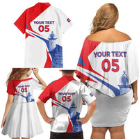 Puerto Rico Baseball Custom Family Matching Off Shoulder Short Dress and Hawaiian Shirt El Morro Sporty Style