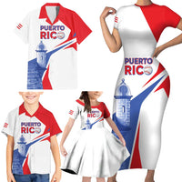 Puerto Rico Baseball Custom Family Matching Short Sleeve Bodycon Dress and Hawaiian Shirt El Morro Sporty Style