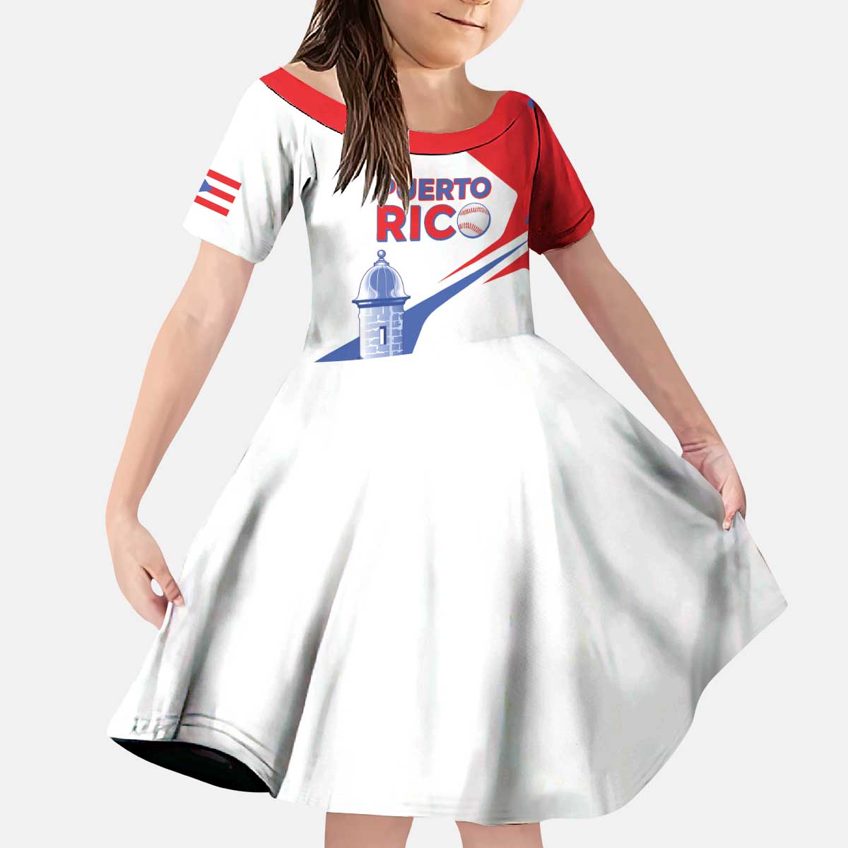 Puerto Rico Baseball Custom Kid Short Sleeve Dress El Morro Sporty Style