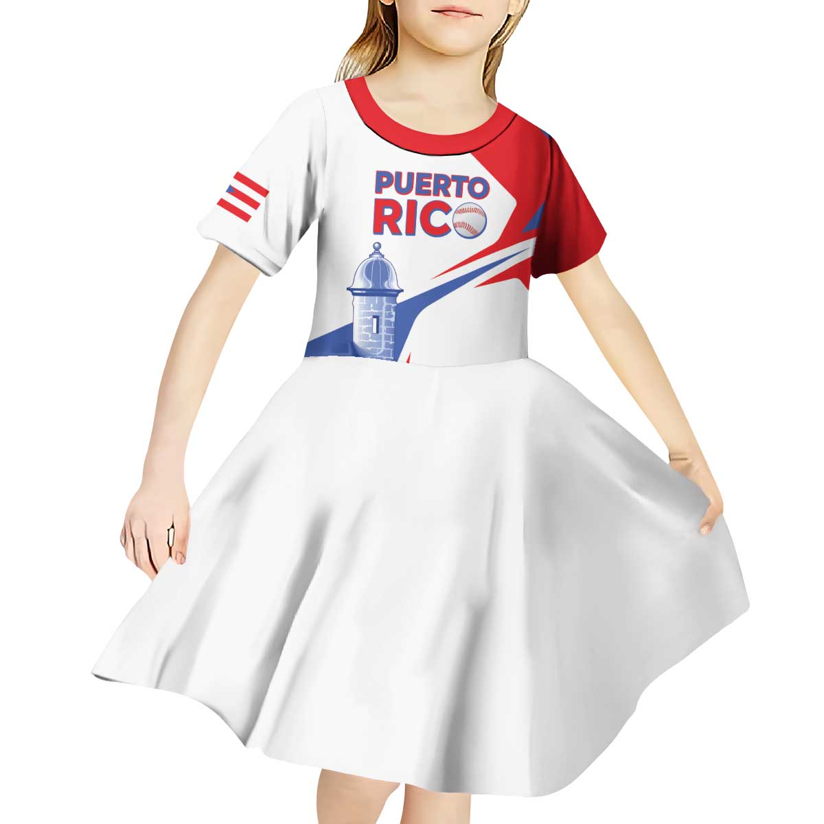 Puerto Rico Baseball Custom Kid Short Sleeve Dress El Morro Sporty Style