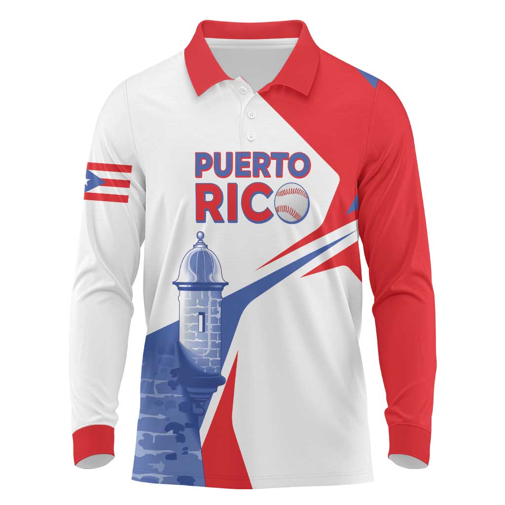 Puerto Rico Baseball Custom Long Sleeve Polo Shirt El Morro Sporty Style