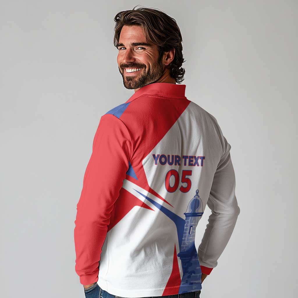 Puerto Rico Baseball Custom Long Sleeve Polo Shirt El Morro Sporty Style