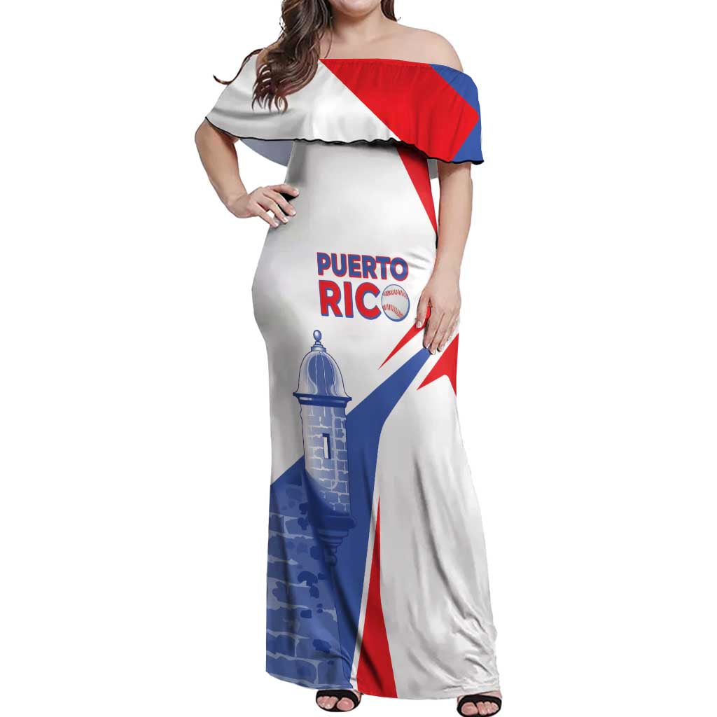Puerto Rico Baseball Custom Off Shoulder Maxi Dress El Morro Sporty Style