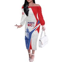 Puerto Rico Baseball Custom Off The Shoulder Long Sleeve Dress El Morro Sporty Style