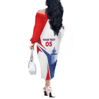 Puerto Rico Baseball Custom Off The Shoulder Long Sleeve Dress El Morro Sporty Style