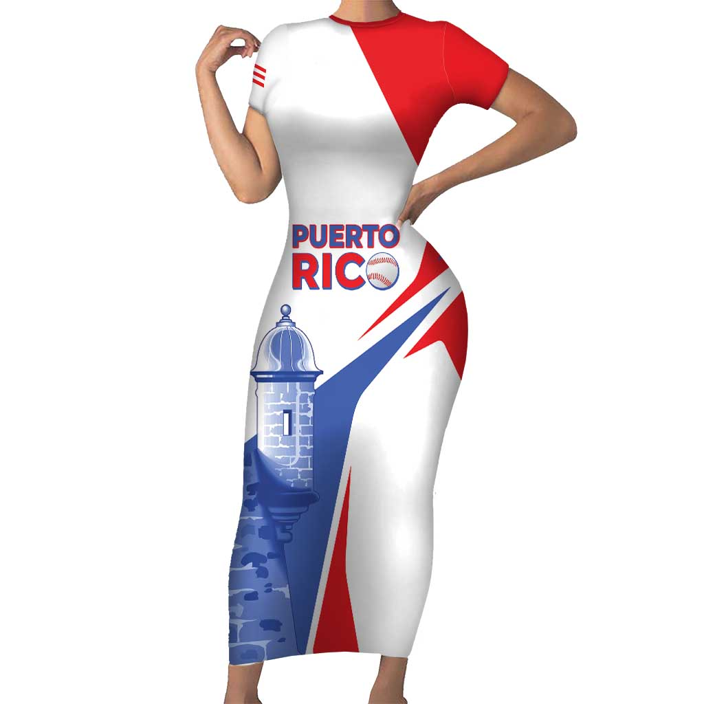 Puerto Rico Baseball Custom Short Sleeve Bodycon Dress El Morro Sporty Style