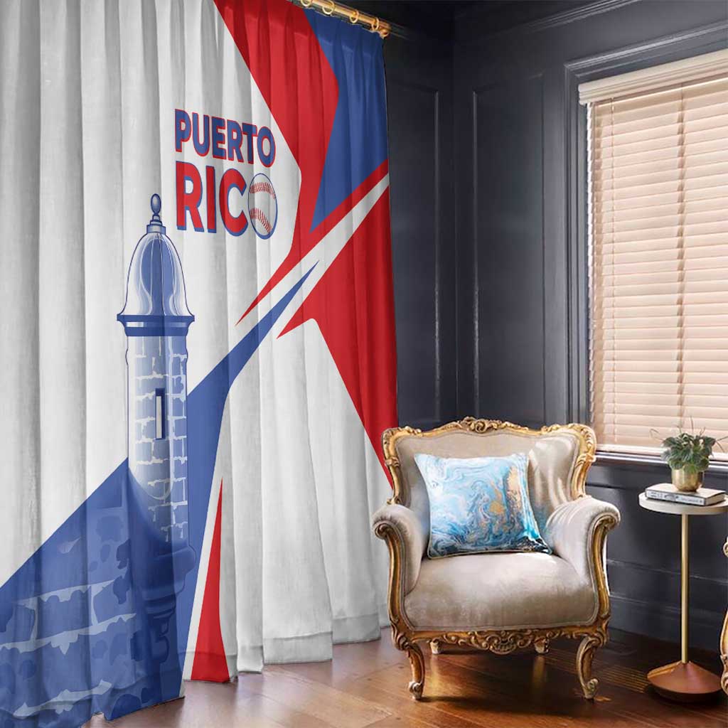 Puerto Rico Baseball Window Curtain El Morro Sporty Style