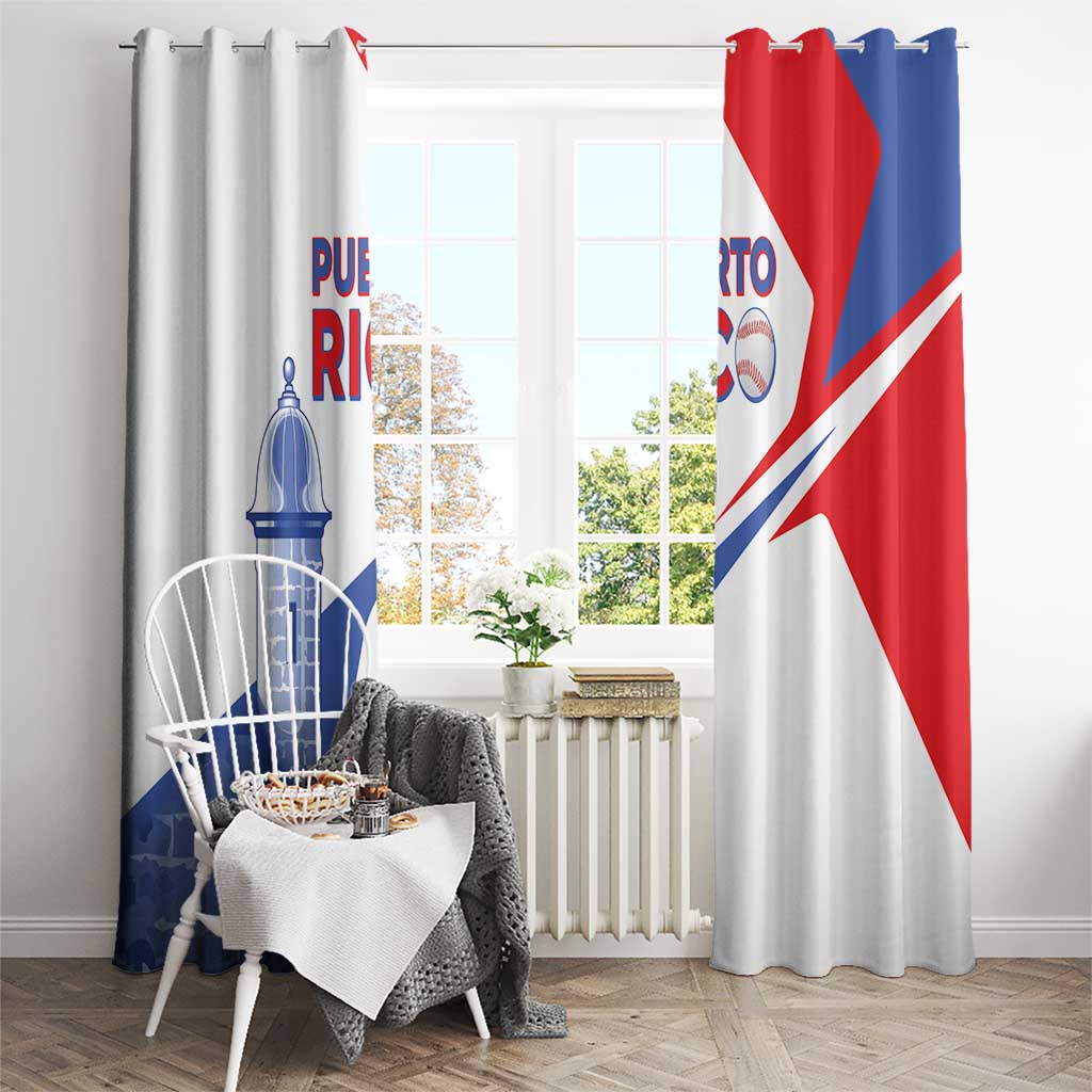 Puerto Rico Baseball Window Curtain El Morro Sporty Style