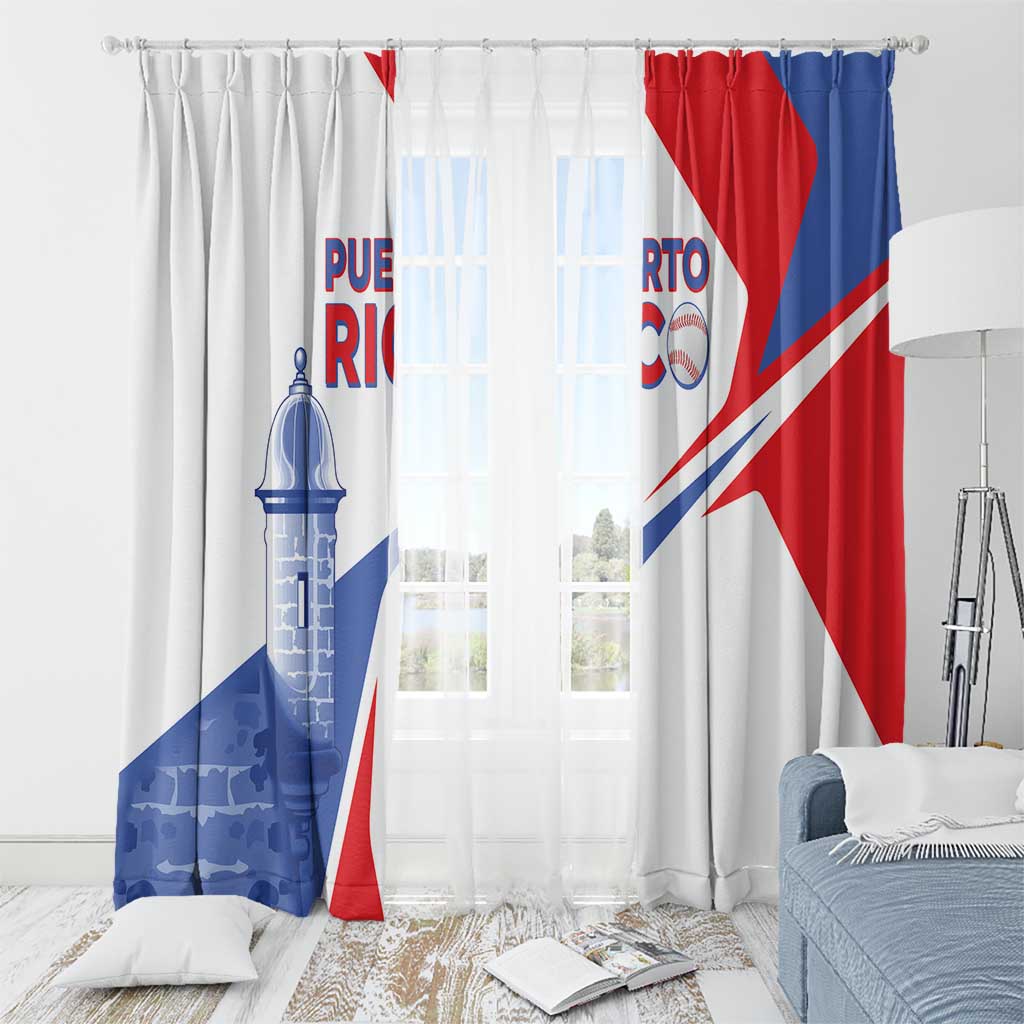 Puerto Rico Baseball Window Curtain El Morro Sporty Style