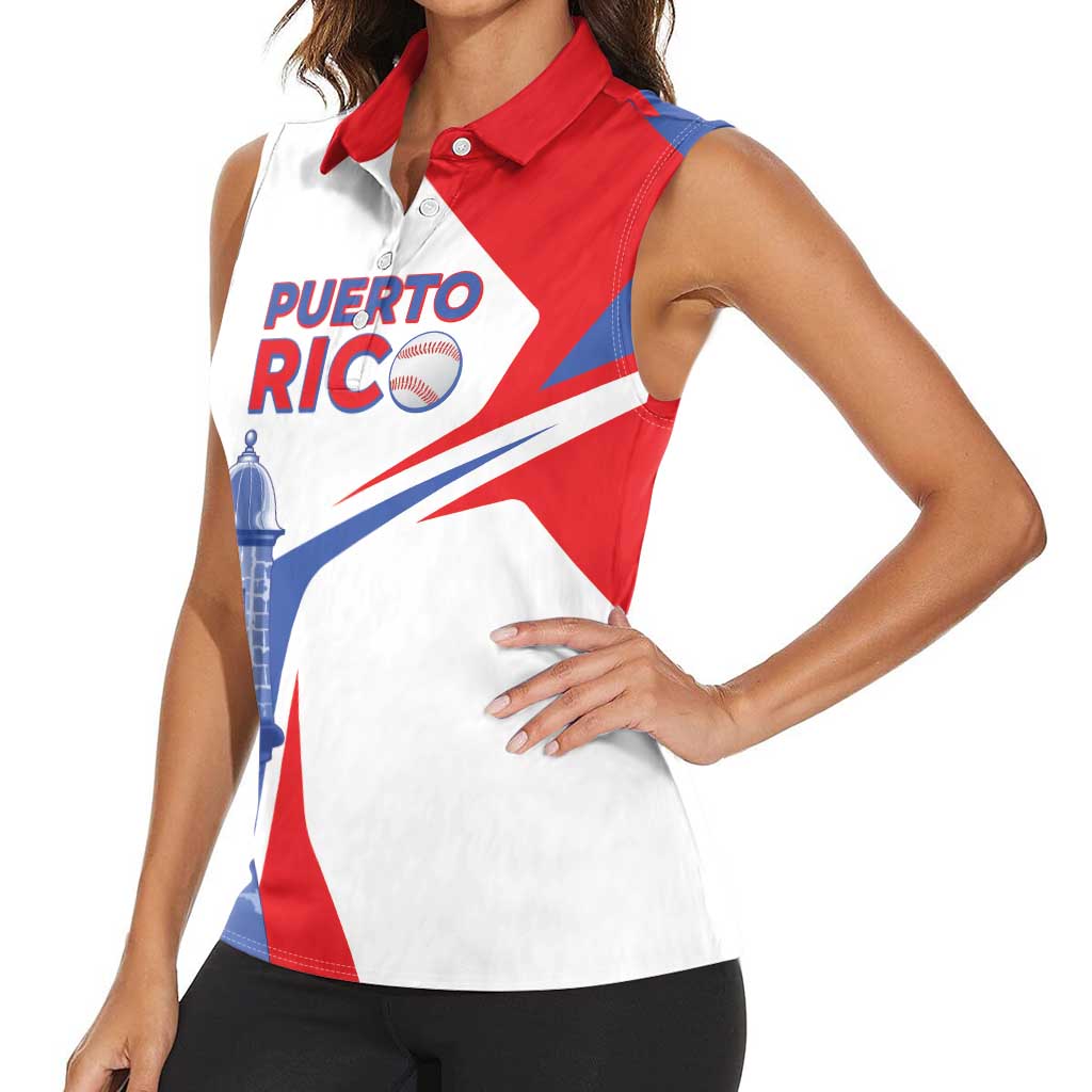 Puerto Rico Baseball Custom Women Sleeveless Polo Shirt El Morro Sporty Style