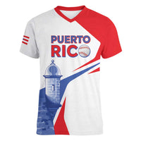 Puerto Rico Baseball Custom Women V-Neck T-Shirt El Morro Sporty Style