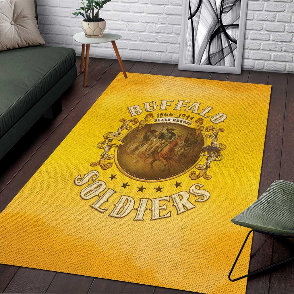 Honor Buffalo Soldiers Area Rug African American Cavalry Yellow Version - Wonder Print Shop