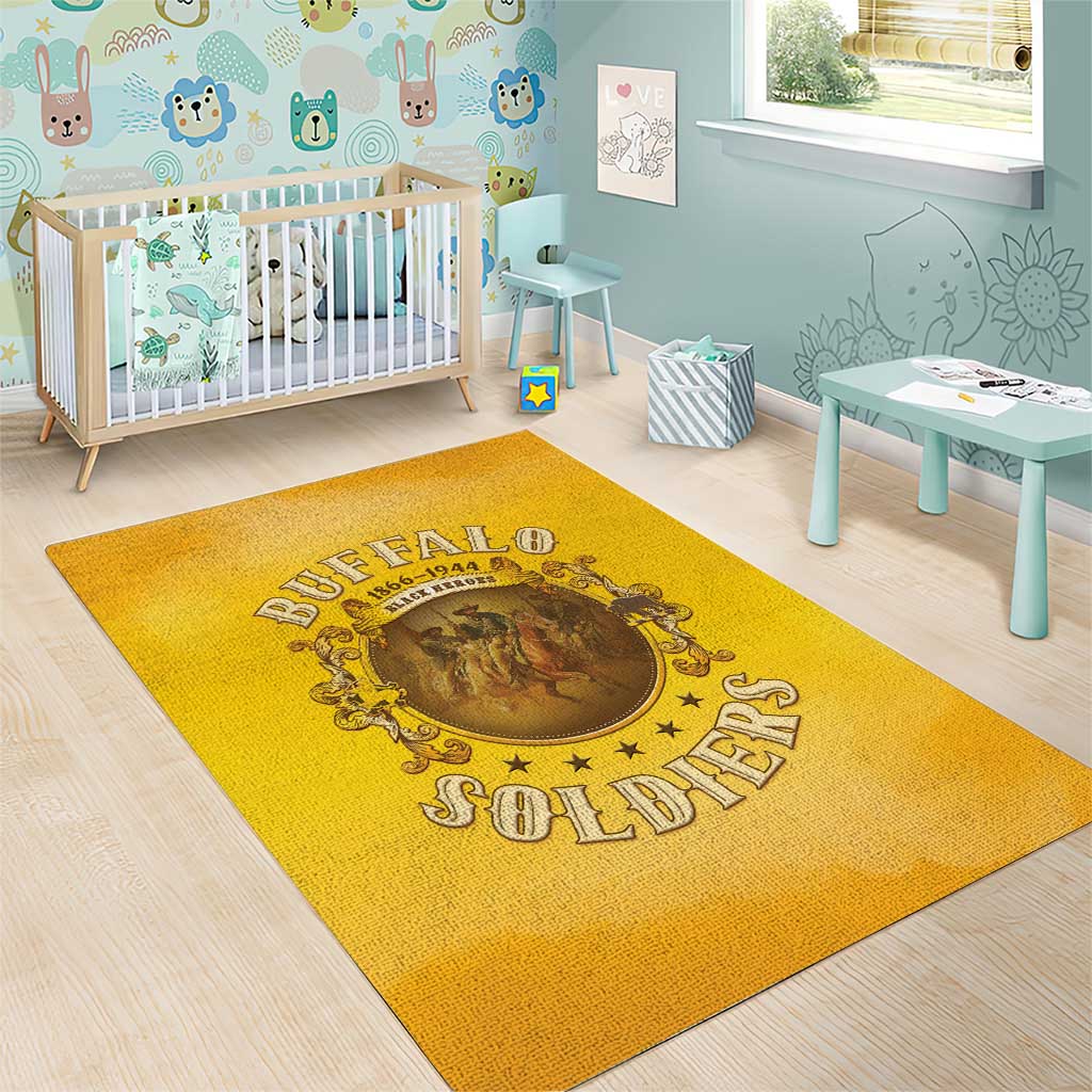 Honor Buffalo Soldiers Area Rug African American Cavalry Yellow Version - Wonder Print Shop