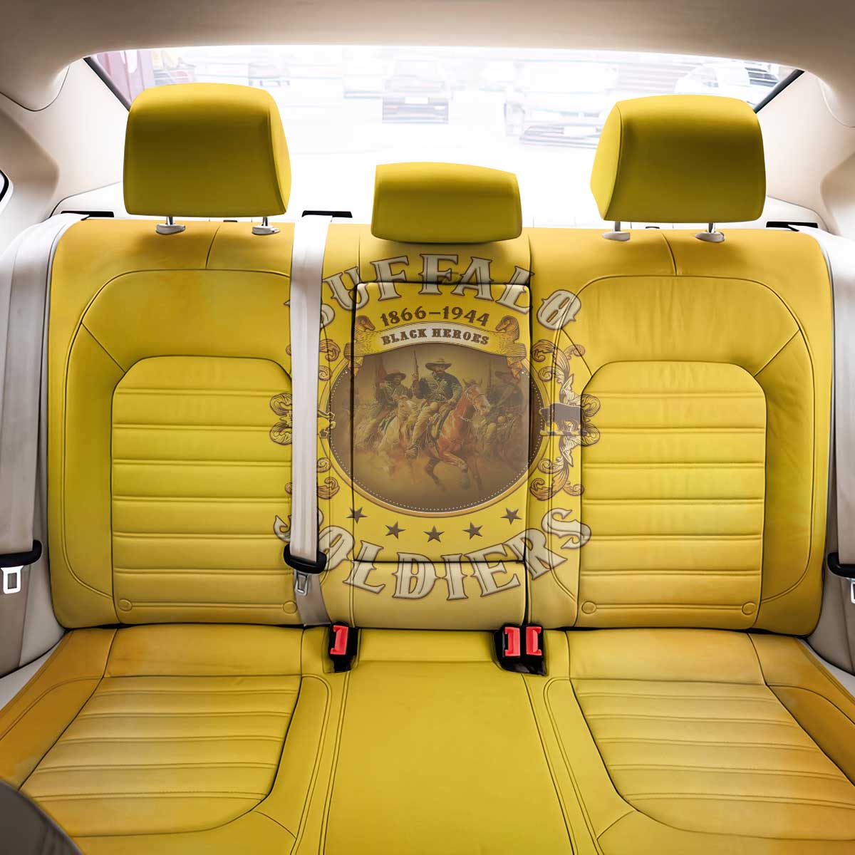 Honor Buffalo Soldiers Back Car Seat Cover African American Cavalry Yellow Version - Wonder Print Shop