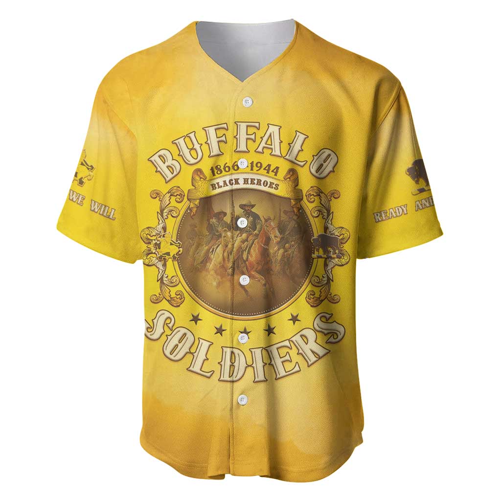 Honor Buffalo Soldiers Baseball Jersey African American Cavalry Yellow Version - Wonder Print Shop