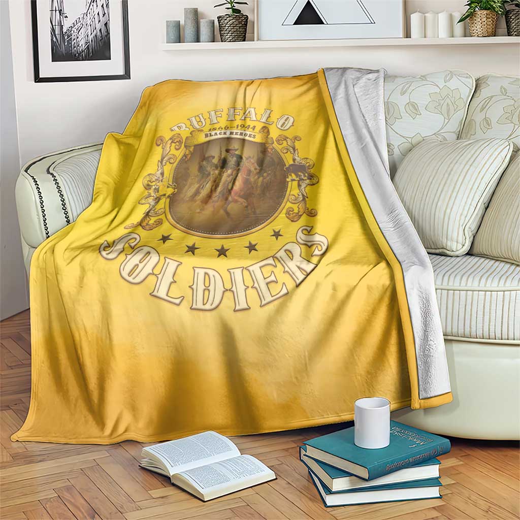 Honor Buffalo Soldiers Blanket African American Cavalry Yellow Version - Wonder Print Shop