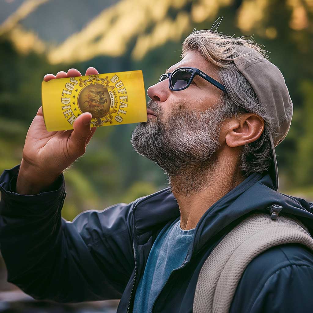 Honor Buffalo Soldiers 4 in 1 Can Cooler Tumbler African American Cavalry Yellow Version - Wonder Print Shop