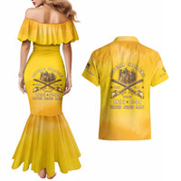 Honor Buffalo Soldiers Couples Matching Mermaid Dress and Hawaiian Shirt African American Cavalry Yellow Version - Wonder Print Shop