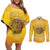 Honor Buffalo Soldiers Couples Matching Off Shoulder Short Dress and Long Sleeve Button Shirt African American Cavalry Yellow Version - Wonder Print Shop