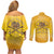Honor Buffalo Soldiers Couples Matching Off Shoulder Short Dress and Long Sleeve Button Shirt African American Cavalry Yellow Version - Wonder Print Shop