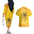 Honor Buffalo Soldiers Couples Matching Off The Shoulder Long Sleeve Dress and Hawaiian Shirt African American Cavalry Yellow Version - Wonder Print Shop