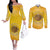 Honor Buffalo Soldiers Couples Matching Off The Shoulder Long Sleeve Dress and Long Sleeve Button Shirt African American Cavalry Yellow Version - Wonder Print Shop