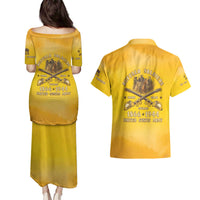 Honor Buffalo Soldiers Couples Matching Puletasi and Hawaiian Shirt African American Cavalry Yellow Version - Wonder Print Shop