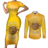 Honor Buffalo Soldiers Couples Matching Short Sleeve Bodycon Dress and Long Sleeve Button Shirt African American Cavalry Yellow Version - Wonder Print Shop