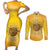 Honor Buffalo Soldiers Couples Matching Short Sleeve Bodycon Dress and Long Sleeve Button Shirt African American Cavalry Yellow Version - Wonder Print Shop