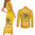 Honor Buffalo Soldiers Couples Matching Short Sleeve Bodycon Dress and Long Sleeve Button Shirt African American Cavalry Yellow Version - Wonder Print Shop