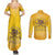 Honor Buffalo Soldiers Couples Matching Summer Maxi Dress and Long Sleeve Button Shirt African American Cavalry Yellow Version - Wonder Print Shop