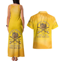 Honor Buffalo Soldiers Couples Matching Tank Maxi Dress and Hawaiian Shirt African American Cavalry Yellow Version - Wonder Print Shop
