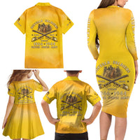 Honor Buffalo Soldiers Family Matching Long Sleeve Bodycon Dress and Hawaiian Shirt African American Cavalry Yellow Version - Wonder Print Shop