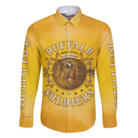 Honor Buffalo Soldiers Family Matching Long Sleeve Bodycon Dress and Hawaiian Shirt African American Cavalry Yellow Version - Wonder Print Shop