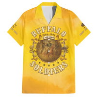 Honor Buffalo Soldiers Family Matching Off The Shoulder Long Sleeve Dress and Hawaiian Shirt African American Cavalry Yellow Version - Wonder Print Shop