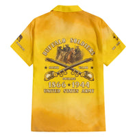 Honor Buffalo Soldiers Family Matching Off The Shoulder Long Sleeve Dress and Hawaiian Shirt African American Cavalry Yellow Version - Wonder Print Shop