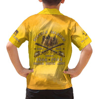 Honor Buffalo Soldiers Family Matching Off Shoulder Maxi Dress and Hawaiian Shirt African American Cavalry Yellow Version - Wonder Print Shop