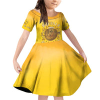 Honor Buffalo Soldiers Family Matching Off Shoulder Short Dress and Hawaiian Shirt African American Cavalry Yellow Version - Wonder Print Shop